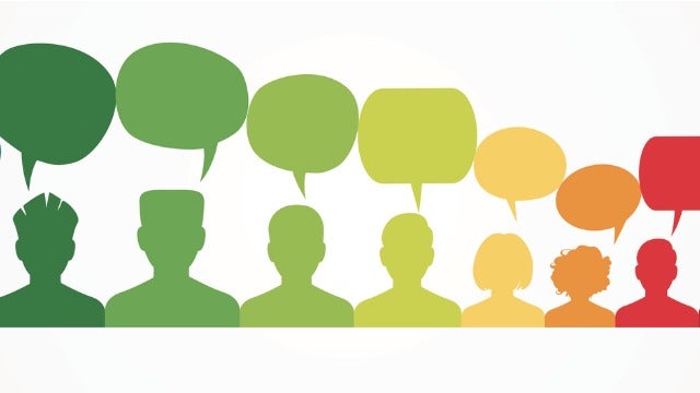 people with speech bubbles